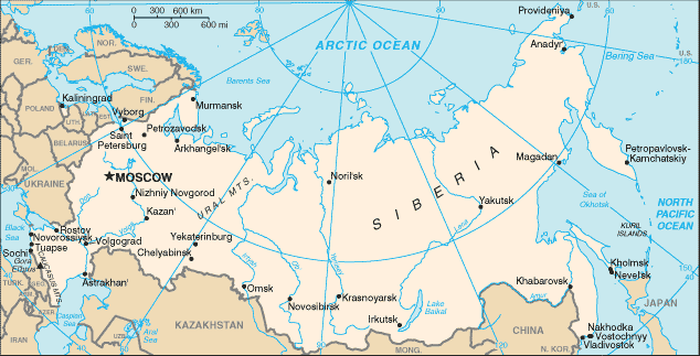 Map of Russia showing major cities and geographical regions during internet crackdown analysis